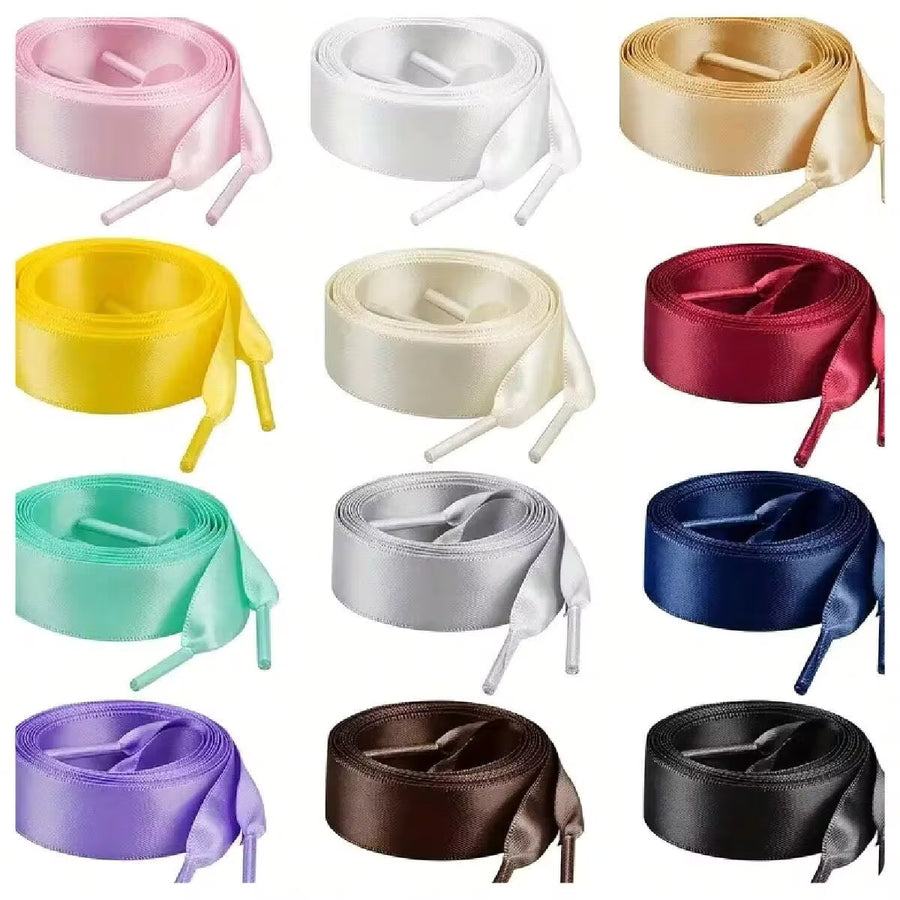 1 Pair 2cm Wide 120cm Long Satin Ribbon, Fashion DIY Shoelaces, Suitable For Sneakers, Boots And Various Gift Box Packaging