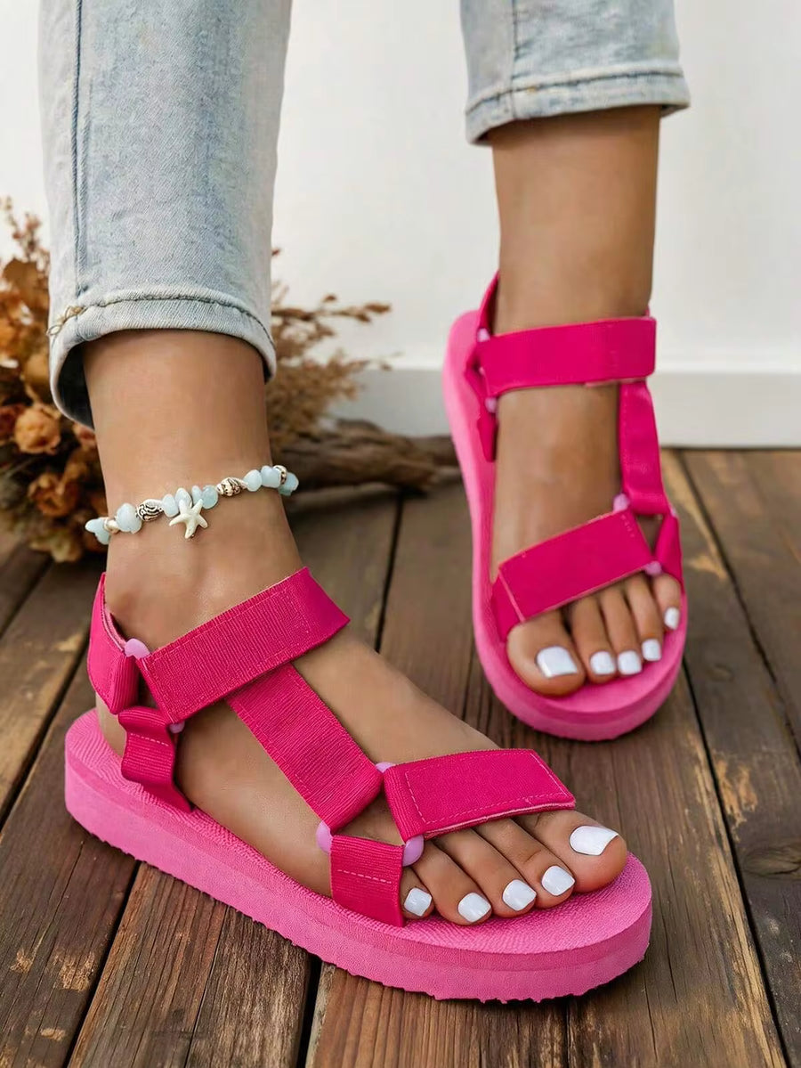 Lightweight Foam Sole Sports Sandals – Women's – Wedge Heel, Open Toe Design, Adjustable Straps, Summer Beach Casual Shoes, Suitable For Outdoor Wear